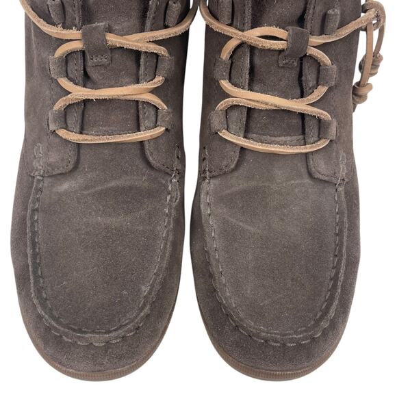 Sperry Coil Hook Moccasin Ankle Boots Suede Dark Brown Size 8.5M - Picture 3 of 9